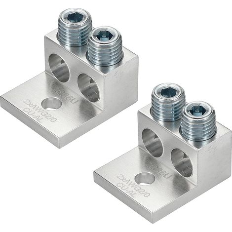 2 Pcs Double Borne De grand nombre En Aluminium 2B26U 2/0AWG 320V  Double Borne Mécanique À Barillet, Vis M12, Pour Circuit Électrique Disjoncteur Panneau Solaire Distribution (1/5)