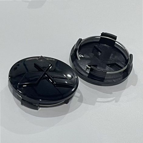 Cache-moyeu de roue 60 mm pour Mitsubishi Lancer, Pajero, Outlander EX, ASX et modèles compatibles, enjoliveur central de jante noir complet 4 pièces (1/2)