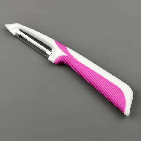 Lot de 2 Éplucheurs de Légumes Professionnels Couteau à Peler Fruits Pommes, Ustensile de Cuisine en Acier Inoxydable pour Pommes de Terre (Rose, Vert) (1/5)