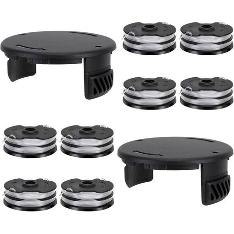 8 compatible Parkside 13600210 thread spools - Includes 2 covers - Spare parts for LIDL PRTA 20-Li, C3, A1B2, PRT 550 A1/A3, PRT 300 A1 - Reliable quality.