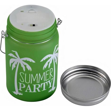 Barattolo in vetro "Summer Party" con led in colorazioni assortite da 14 cm (1/2)