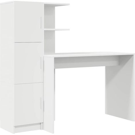 Bureau avec rangement avec porte 2 pcs,Table de travail,Table d'étude Blanc 102 x 50 x 124 cm CFW80476