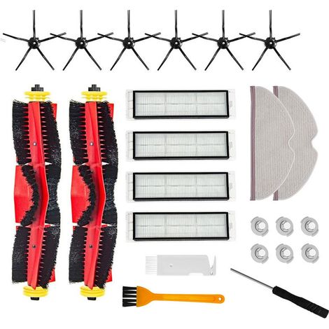 Lntyq Ersatzteil-Zubehör-Set kompatibel mit Xiaomi Roborock S4 S5 S6 T4 T6 S5Max S6MAX, 2 Hauptbürsten, 4 HEPA-Filter, 6 Seitenbürsten, 2 Tücher, 6 Wasserkerne (1/5)