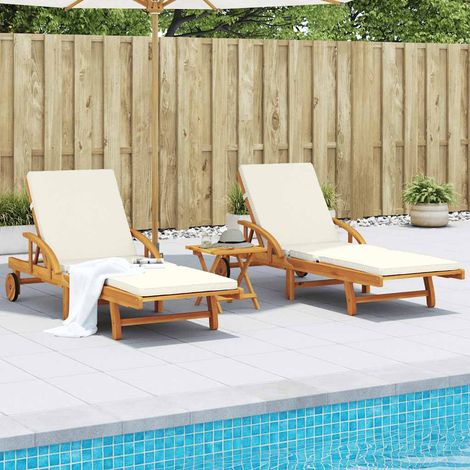 vidaXL Chaises longues lot de 2 avec coussins 200x68x83 cm bois acacia (1/5)