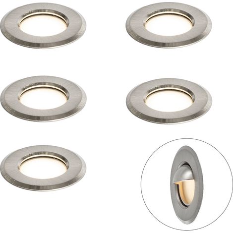 QAZQA Set of 5 Modern Recessed Spotlights Aluminium Incl. LED