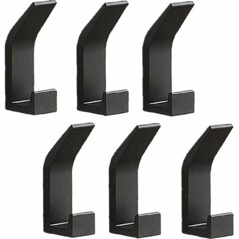 6er-Set Wandhaken, Handtuchhaken, Türhaken, kein Bohren erforderlich, Aluminium-Kleiderhaken, selbstklebende Wandhaken, Schwarz - Crezuo