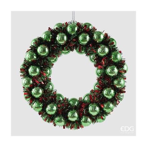 EDG Enzo De Gasperi Corona Natalizia con Palline da Appendere Ø32 cm Verde Mix – Decorazione di Natale (1/2)