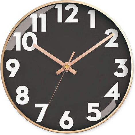 Horloge murale (16 pouces), au style simple mais luxueux, aux chiffres clairs et au design décoratif minimaliste moderne. (1/5)