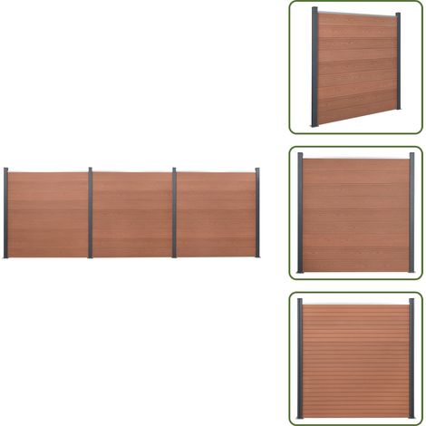 Holzoptik - vidaXL Zaunelement-Set Braun 526x186 cm WPC - Gartenpfosten