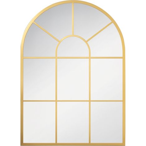 Miroir de fenêtre avec cadre en métal, 70 x 2 x 50 cm, couleur or (1/5)