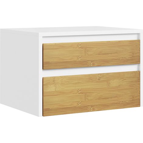 SoBuy  Comodino da letto bianco con 2 cassetti  Cassettiera sospesa a parete con apertura push-to-open  Mobiletto contenitore in pannello di particelle per salotto  40×30×26 cm  Portata massima 15 kg  (1/5)