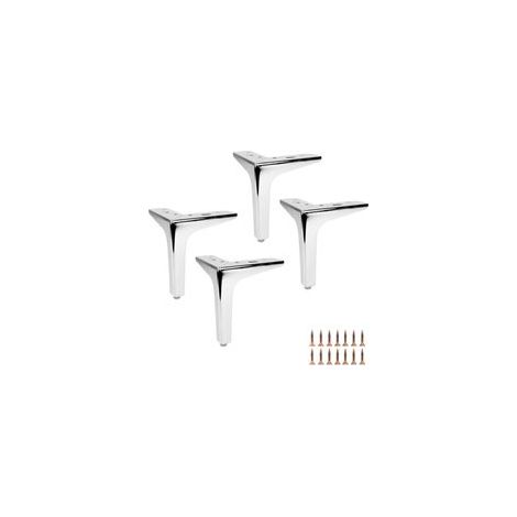 Lot de 4 Pieds Métal Chromé, Hauteur 15 cm, Pieds pour Meubles, Canapé, Armoires, Installations Faciles et Stables