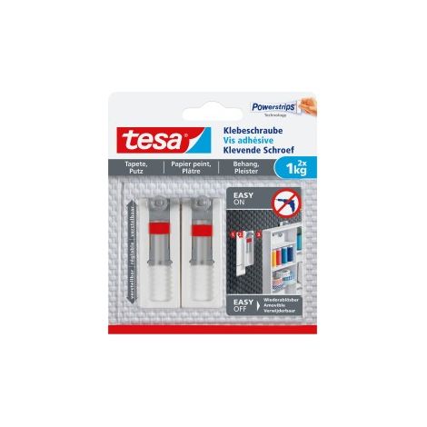 Tesa Tornillos adhesivos ajustables blancos para decoración mural