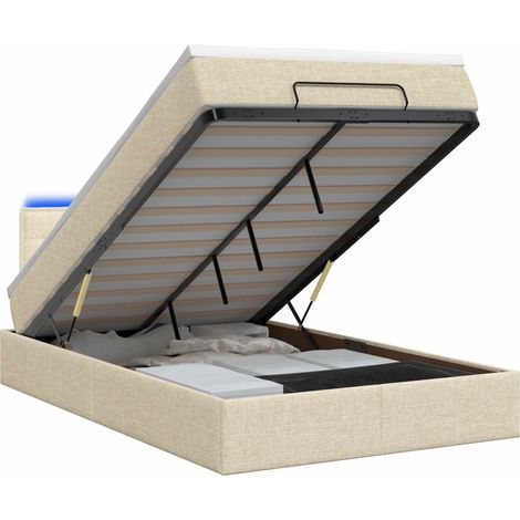 Maison Exclusive - Lit coffre avec matelas et LED Crème 120 x 190 cm Tissu (1/5)