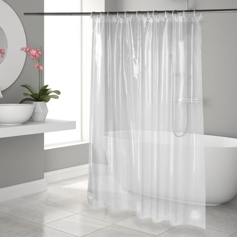 1 Rideau de douche,PEVA,183x183 cm,Transparent,Imperméable,Anti-moisissure,Salle de bain (1/5)