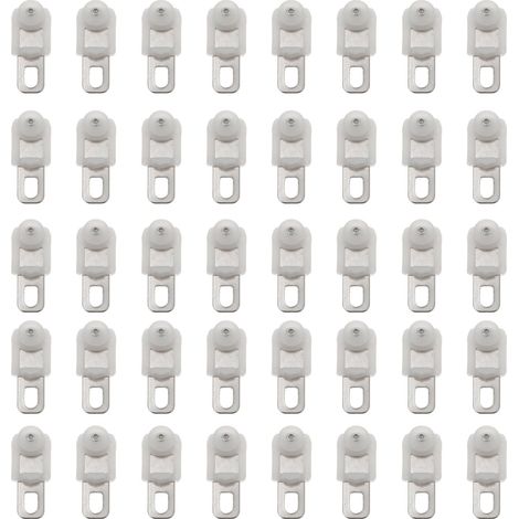 Roulettes Pour Rail À Rideaux - 50 Pièces - Acier Inoxydable Et Plastique - Compatible Avec Rails Standard - Blanc (1/5)