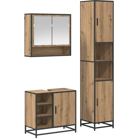 Bathroom Furniture Set 3 pcs Artisan Oak Engineered Wood vidaXL (1/5)