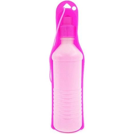 (Rose / 500ML)Bouteille d'eau Portable pliable en plastique pour animaux de compagnie, bol d'alimentation en eau potable pour chiens (1/4)