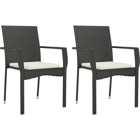Maison Exclusive - Gartenstühle mit Kissen 2 Stk. Poly Rattan Sch