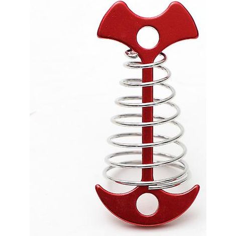 Set mit 6 roten Zeltheringen aus Aluminiumlegierung in Fischgrätenform mit Federschlaufe für Camping und Outdoor-Aktivitäten. (1/5)
