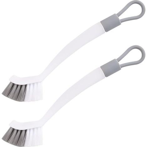 Brosse Nettoyage Salle de Bain,Brosse de Nettoyage Cuisine,2 Brosses,Blanc Gris,Outil d'élimination des Taches intégré,pour Cuisine,Salle de Bains (1/4)