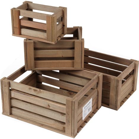 Obstkisten 4er Set Comfort Kiefer,dunkelgrau geb.,FSC