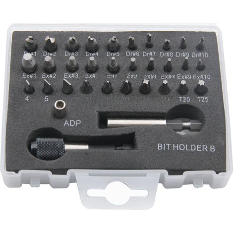 Outil de démontage de vis coulissant S2 en boîte plastique transfrontalière de 22 pièces, compatible avec différents embouts (boîte plastique de 33 pièces [245 g]). (1/5)
