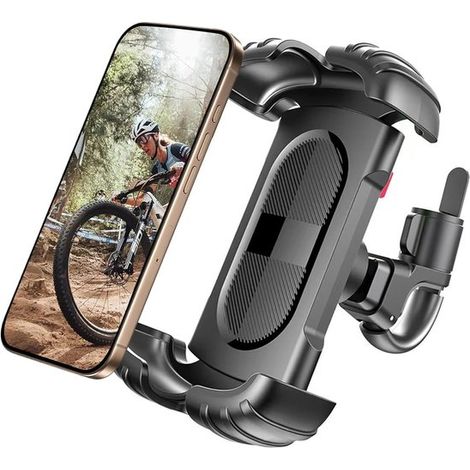 Supporto per cellulare da bicicletta e moto, per manubri piatti e tradizionali, accessorio per e-bike, per smartphone da 4,92 a 6,8 pollici. (1/5)