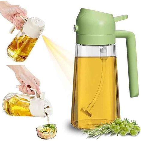 Bouteille distributrice d'huile d'olive (3 pièces), pulvérisable et versable, gadget de cuisine polyvalent, qualité alimentaire, barbecue (vert) (1/4)