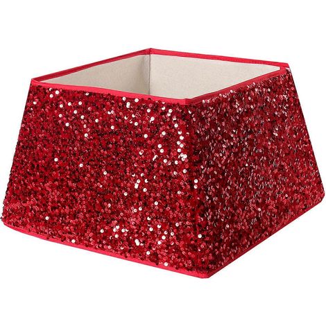 Weihnachtsbaumrock, Schürze, Paillettenmatte, Ornament für Weihnachtsbaum, Weihnachtsfeier, Innen- und Außendekoration, rot (1/5)