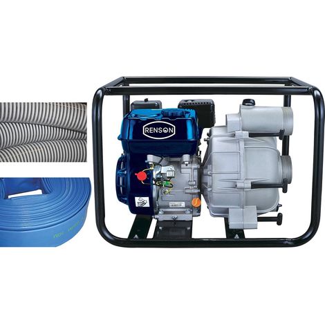 MOTOPOMPE TRASH 45M3/H MAXI AVEC FLEXIBLES ASPI ET REFOUL RENSON