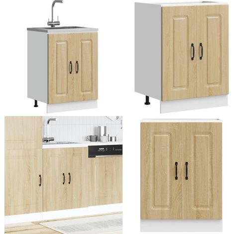 vidaXL Meuble bas pour évier Kalmar chêne sonoma bois d'ingénierie (1/5)