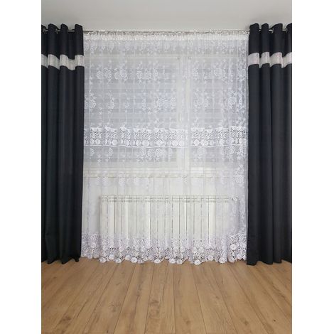 Cortina larga de marquesina decorada con encaje guipur 400/250m (1/4)