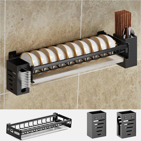 Égouttoir à Vaisselle Mural, Support de Baguettes en Acier Inoxydable Suspendu pour Cuisine, étagère de Rangement pour Vaisselle de Baguettes (1/5)