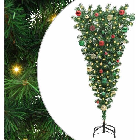 Umgedrehter Kunst Weihnachtsbaum mit Kugelset Grün 150 cm PVC vidaXL (1/5)