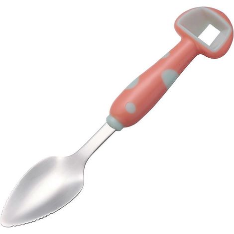 Cuillère à pamplemousse en acier inoxydable, idéale pour les purées de bébé (lot de 2), couleur orange. (1/5)