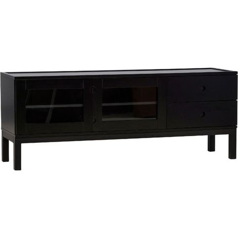 Meuble TV 2 Portes & 2 Tiroirs "Alcoa" 150cm Noir (1/5)