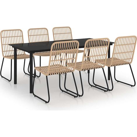 Maison Exclusive - Set da Pranzo da Giardino 7 pz in Polyrattan e Vetro (1/5)