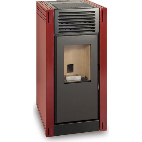 Estufa de pellet NAREL 8kW rojo A+ Ecodesign 2022