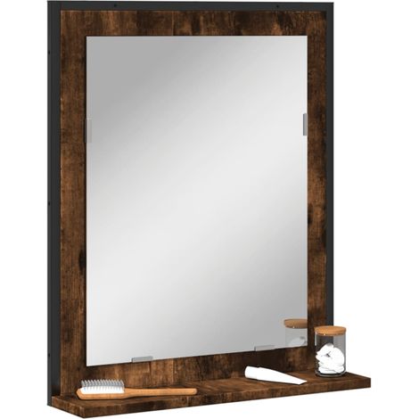 vidaXL Specchio Bagno con Ripiano Rovere Fumo 50x12x60 cm