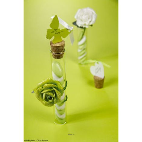 Eprouvette avec bouchon de liege a garnir en verre H 5 cm - dimhaut: H 5 cm - couleur: Cristal