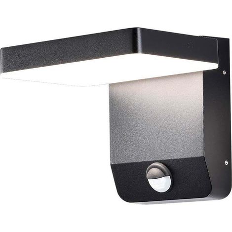 Aplique LED cuadrado de pared V-TAC de 17 W y 150 lm/W con sensor, color negro, blanco natural, IP65
