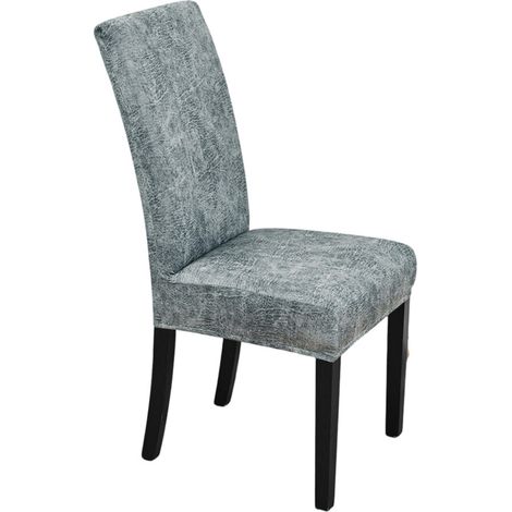 Funda elástica impermeable para silla, de tela sintética gris claro. (1/2)