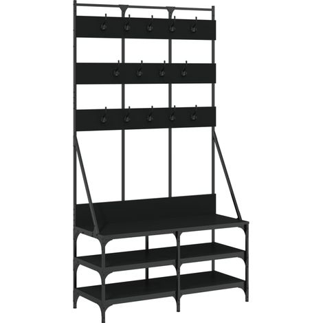 Maison Exclusive - Perchero con zapatero negro 100x40x184 cm