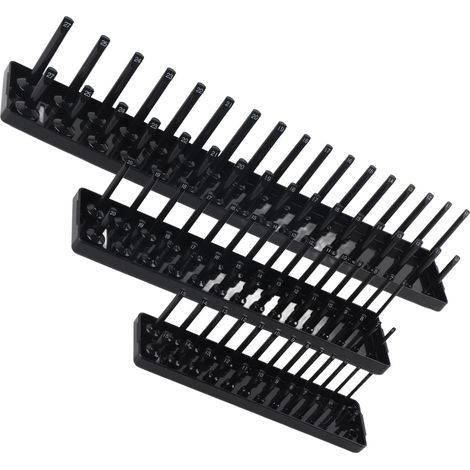 Set mit 3 Ratschenaufbewahrungshaltern für 1/4", 3/8", 1/2" Ratschen, Mehrzweck-Organizer in Schwarz für Werkzeugkästen (1/5)