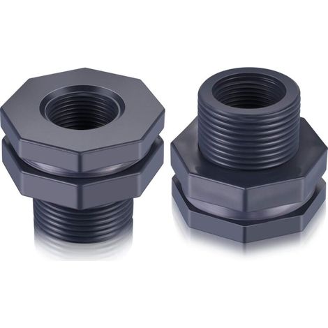 Raccord de cloison en PVC 2 pièces pour barils de pluie, aquariums, réservoirs d'eau (3/4")