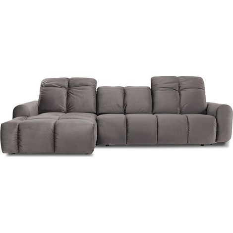 Canapé Velours Convertible Angle gauche Gris clair Anacapri - 3 Places (1/5)