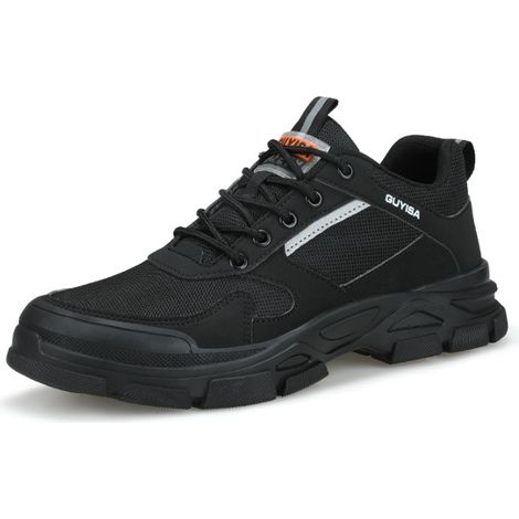 Work Shoes Mens Walking Sneakers Slip Resistant Waterproof Lightweight Comfortable Trainers Shock Absorbing Chef Kitchen Food Service Shoes Restaurant Gym Hospital Lace Up,Black,Size 48 (1/5)