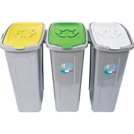 Set 3 pz PATTUMIERA per RACCOLTA DIFFERENZIATA SALVASPAZIO 25X35X53H cm