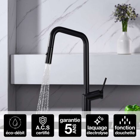 Robinet Mitigeur de Cuisine anti-calcaire avec Douche anti-calcairette Black Gun Métal IMEX BONN GCE024/BGM (1/4)